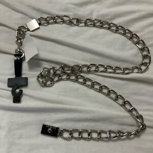 Silver Chain Belt with Black Accent